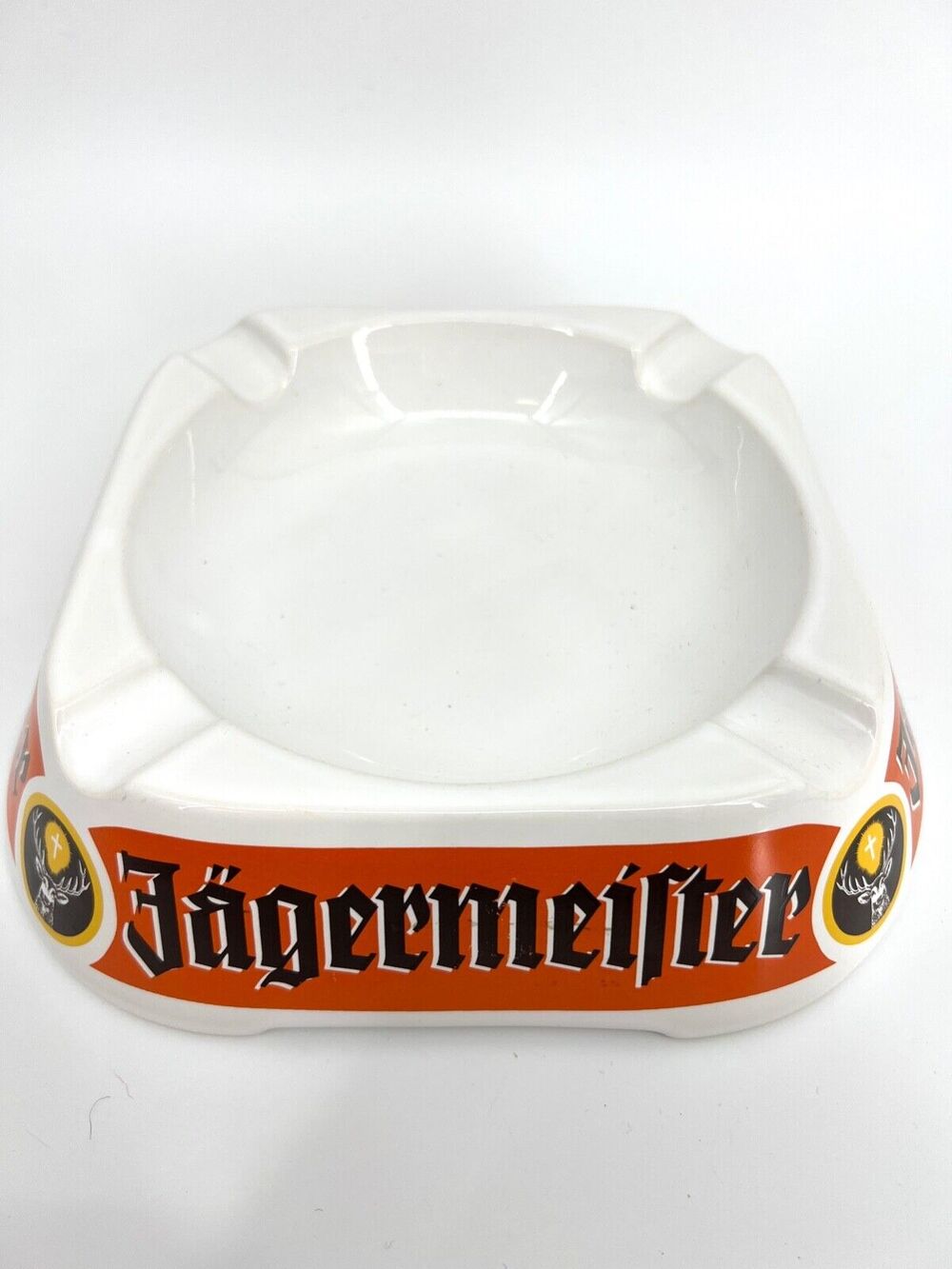 JAGERMEISTER CERAMIC ASHTRAY SQUARE COLLECTIBLE Made In England Vintage